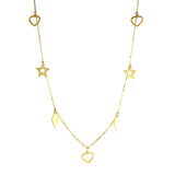 Choker (estrellas, corazones y diamantes) oro amarillo 10kt. 35cm-40cm