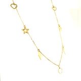 Choker (estrellas, corazones y diamantes) oro amarillo 10kt. 35cm-40cm