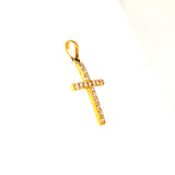 Dije (cruz) con circones en oro amarillo 18k