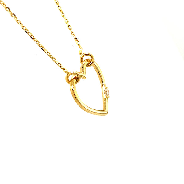 Collar 45cm (corazón) con circón en oro amarillo 10k