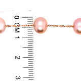 Pulsera de perlas rosadas en oro rosado 14Kt. 19cm