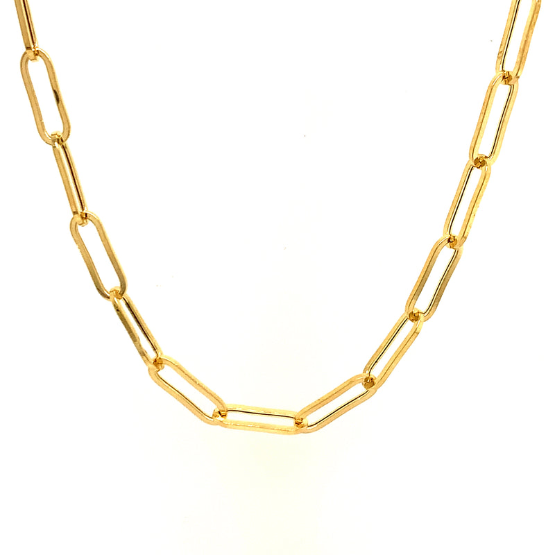 Cadena de Clip hueca en oro amarillo 10k. 45cm