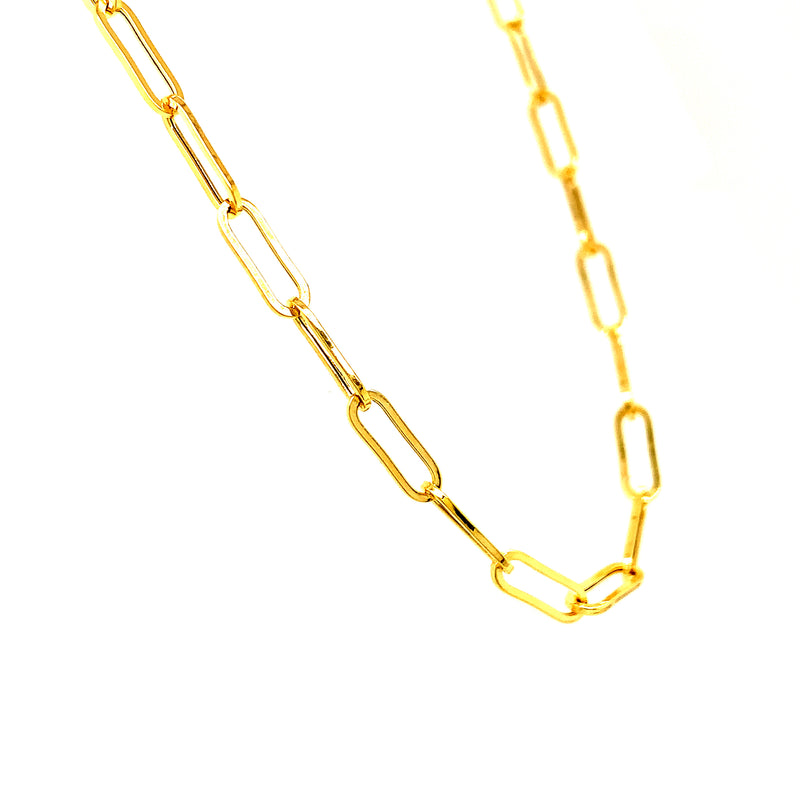 Cadena de Clip hueca en oro amarillo 10k. 45cm