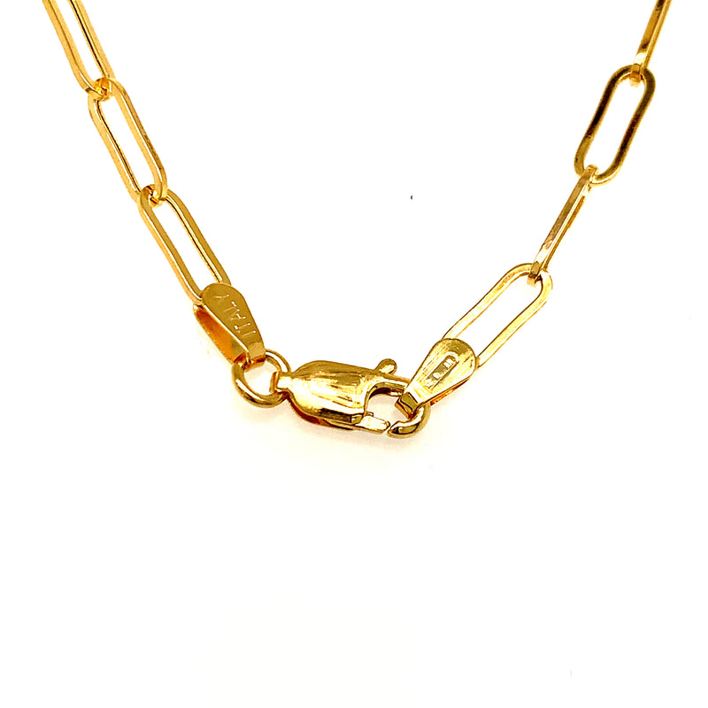 Cadena de Clip hueca en oro amarillo 10k. 45cm