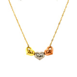 Collar 45cm (corazones) en oro tres tonos 10k