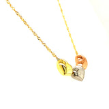 Collar 45cm (corazones) en oro tres tonos 10k