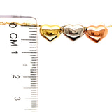 Collar 45cm (corazones) en oro tres tonos 10k