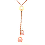 Collar de perlas blancas y rosadas en oro rosado 14Kt. 45cm