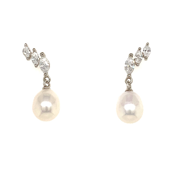 (SWAN) Aretes de perlas en plata 925  ANTES:  $99.00