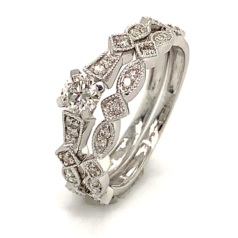 (MIA) Set de anillos con diamantes en oro blanco 18k  ANTES: $1,375.00