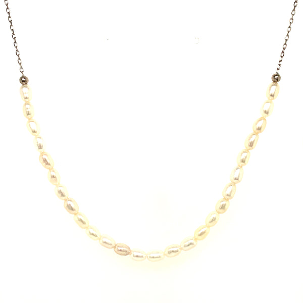 (SWAN) Collar ajustable de perlas cultivadas en plata 925  ANTES:  $69.00