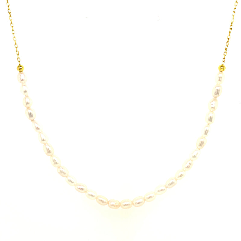 (SWAN) Collar ajustable de perlas cultivadas en plata 925