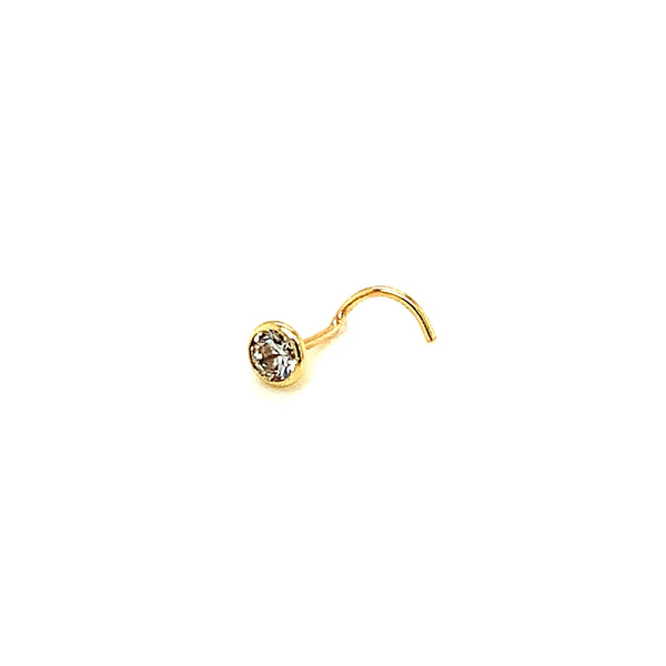 Piercing de nariz con circón en oro amarillo 10kt.