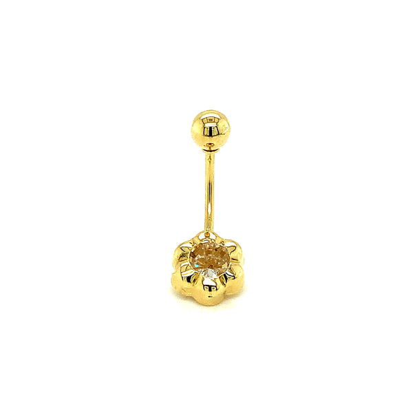 Piercing (flor) de ombligo en oro amarillo 10kt.