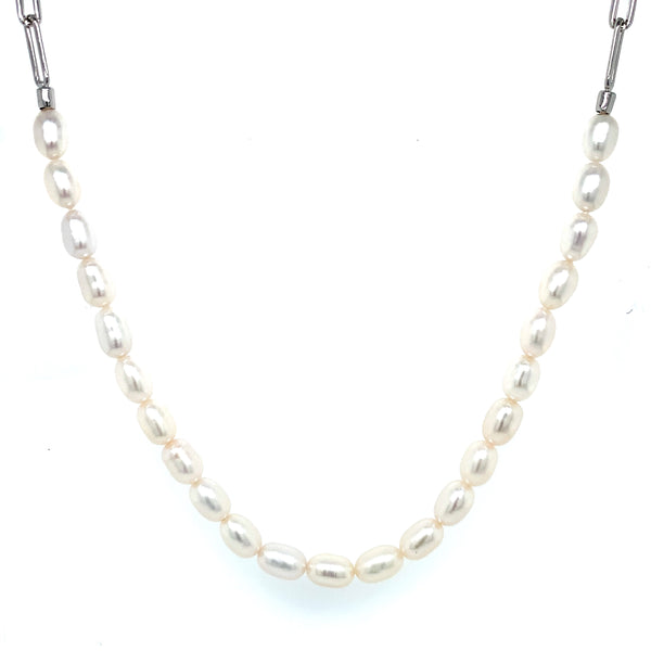 (SWAN) Collar de perlas cultivadas en plata 925  ANTES:  $129.00