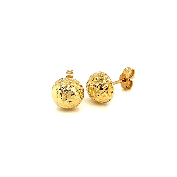 Aretes (bolitas diamantadas) en oro amarillo 10kt