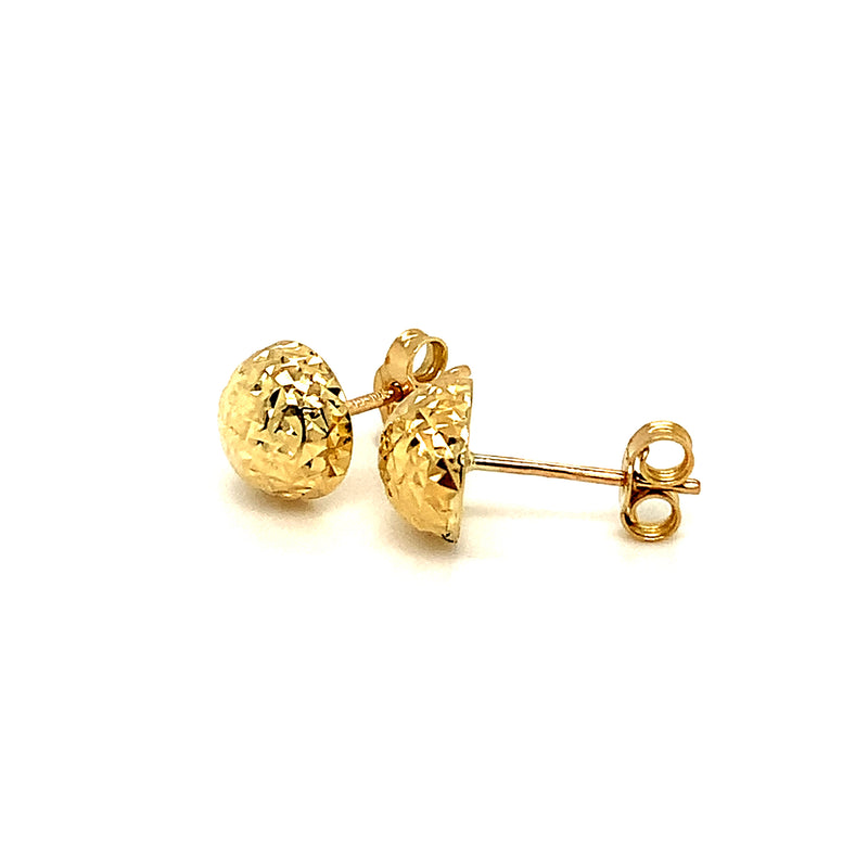 Aretes (bolitas diamantadas) en oro amarillo 10kt