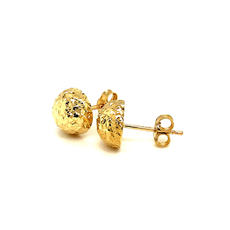 Aretes (bolitas diamantadas) en oro amarillo 10kt