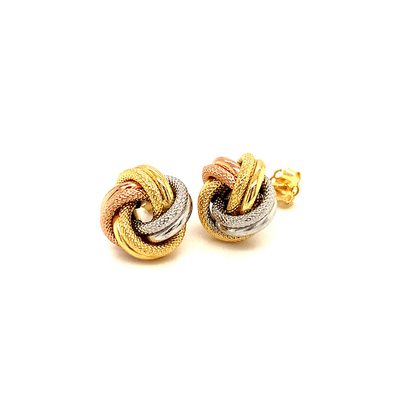 Aretes (nudos) en oro tres tonos 10kt