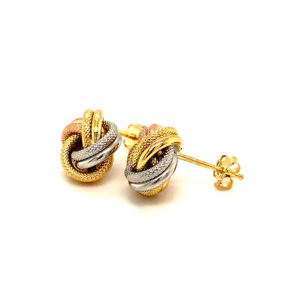 Aretes (nudos) en oro tres tonos 10kt