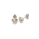 Aretes (corazón) con circones en oro blanco 10kt