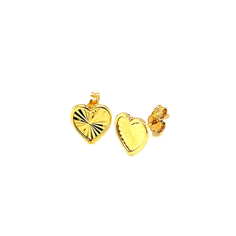 Aretes (corazón) en oro amarillo 18k