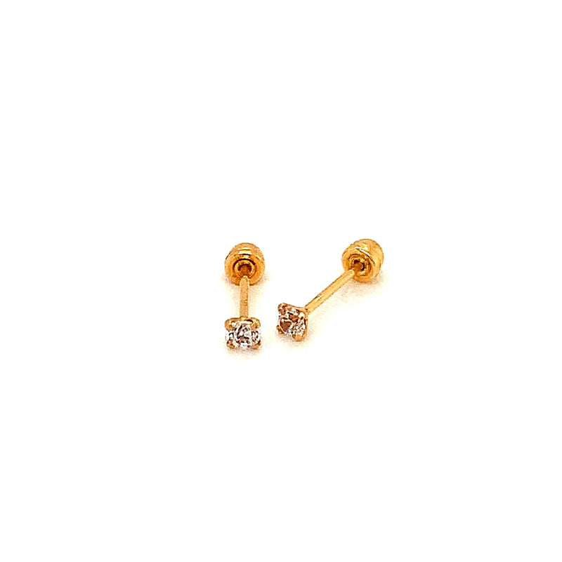 Aretes para bebés con circones en oro amarillo 18kt.