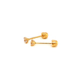 Aretes para bebés con circones en oro amarillo 18kt.