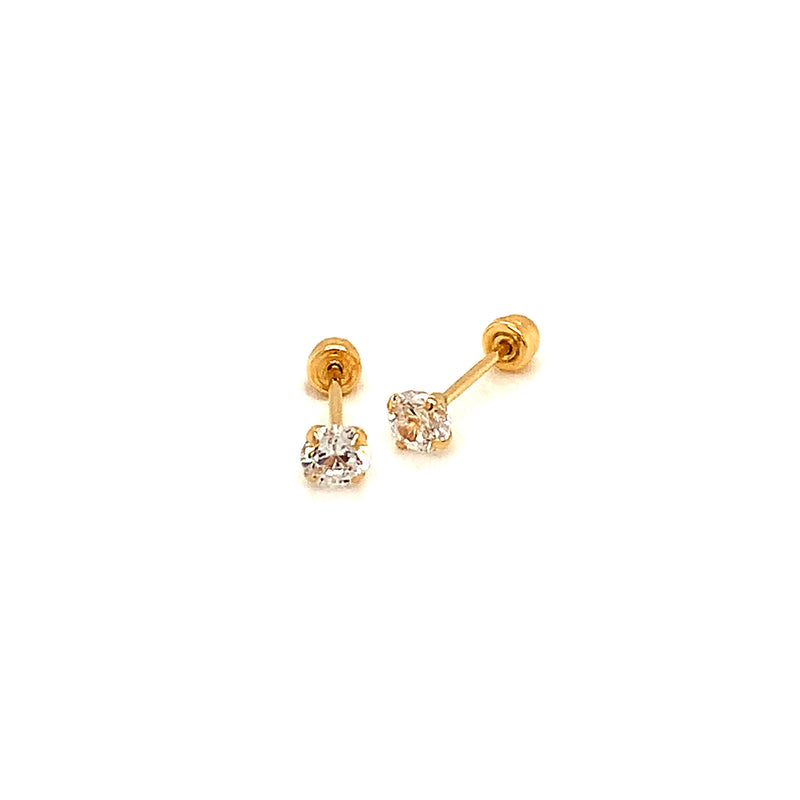 Aretes para bebés con circones en oro amarillo 18kt.