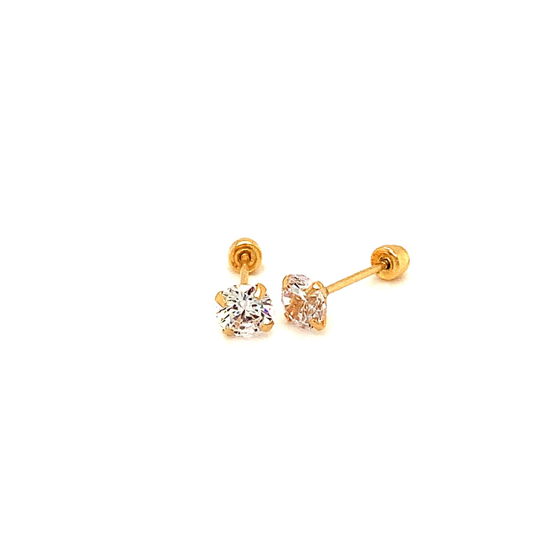 Aretes para bebés con circones en oro amarillo 18kt.