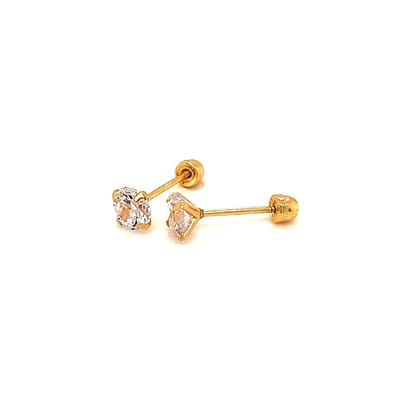 Aretes para bebés con circones en oro amarillo 18kt.