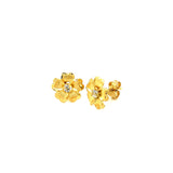 Aretes (flor) con circón en oro amarillo 10kt