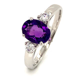 Anillo de amatista con circones en plata 925