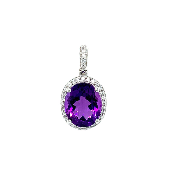 Dije de amatista con circones en plata 925