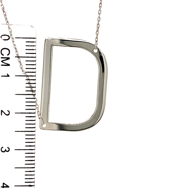 Collar con inicial (D) en oro blanco 10kt. 42-45cm