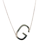 Collar con inicial (G) en oro blanco 10kt. 42-45cm