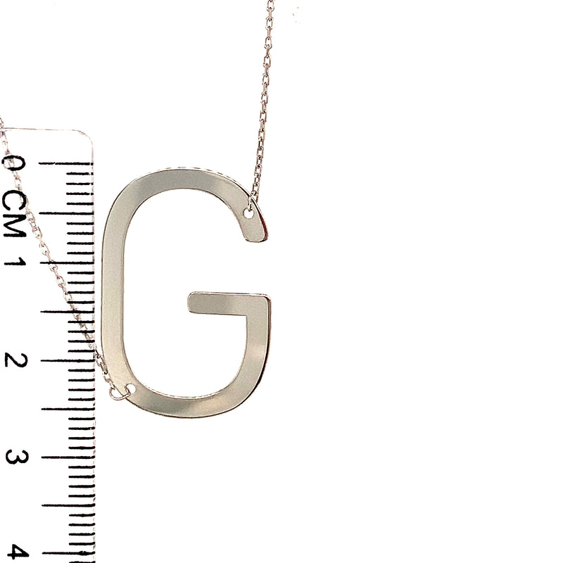 Collar con inicial (G) en oro blanco 10kt. 42-45cm