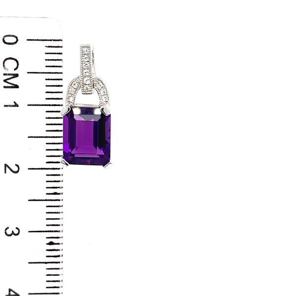 Dije de amatista con circones en plata 925