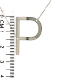 Collar con inicial (P) en oro blanco 10kt. 42-45cm