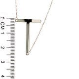 Collar con inicial (T) en oro blanco 10kt. 42-45cm