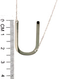 Collar con inicial (U) en oro blanco 10kt. 42-45cm