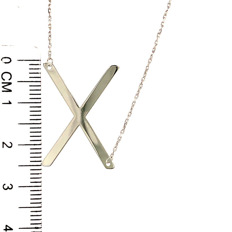 Collar con inicial (X) en oro blanco 10kt. 42-45cm