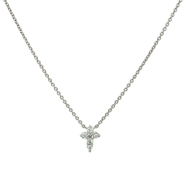 Collar (cruz) de diamantes en oro blanco 14k  ANTES: $599.00