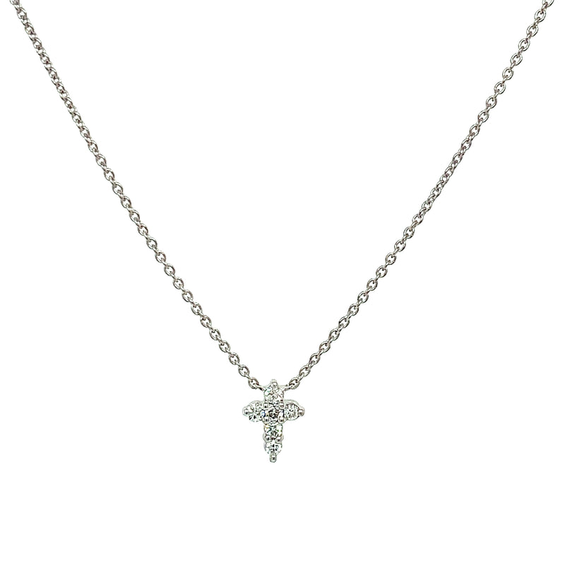 Collar (cruz) de diamantes en oro blanco 14k
