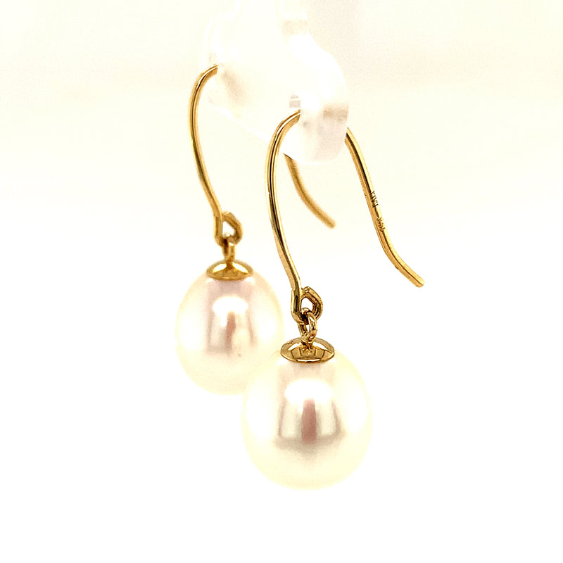 Aretes de perlas cultivadas en oro amarillo 14kt