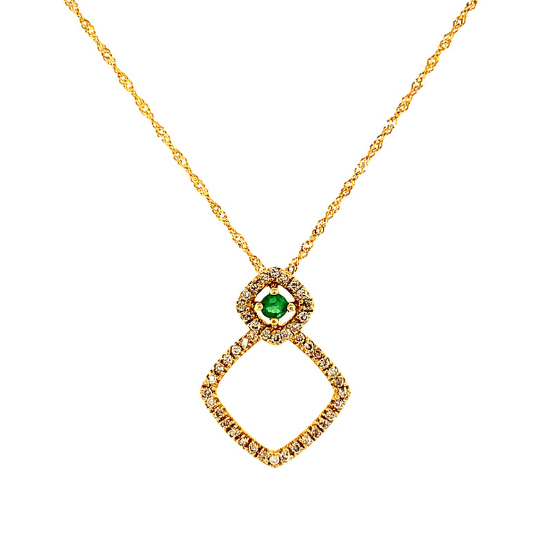 Collar de esmeralda con diamantes en oro amarillo 14k