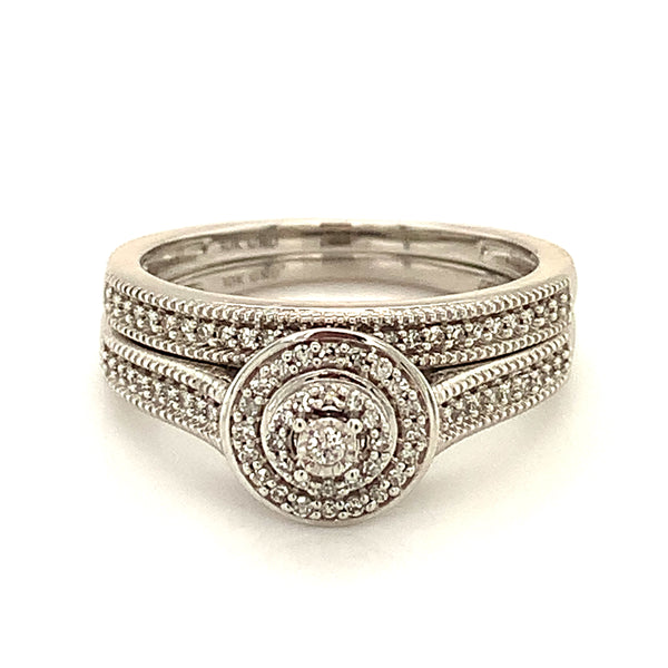 (SOFIA) Set de anillos con diamantes en oro blanco 10k  ANTES: $995.00