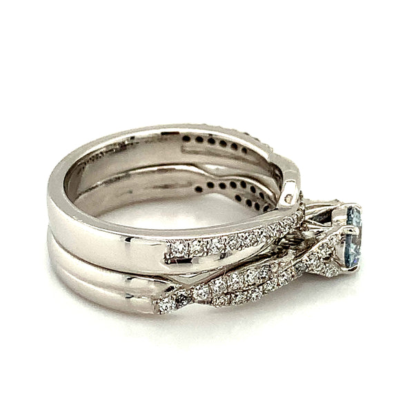(LD) Set de anillos con diamantes de laboratorio en oro blanco 10kt.