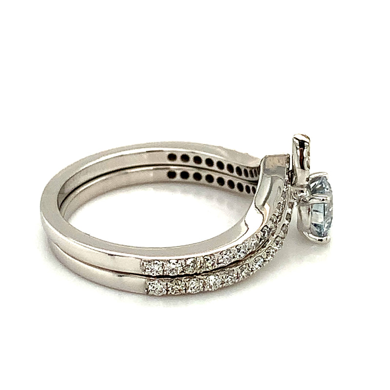 (LD) Set de anillos de diamante en oro blanco 10kt.
