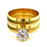 Set de anillos con circón en oro amarillo 18kt.